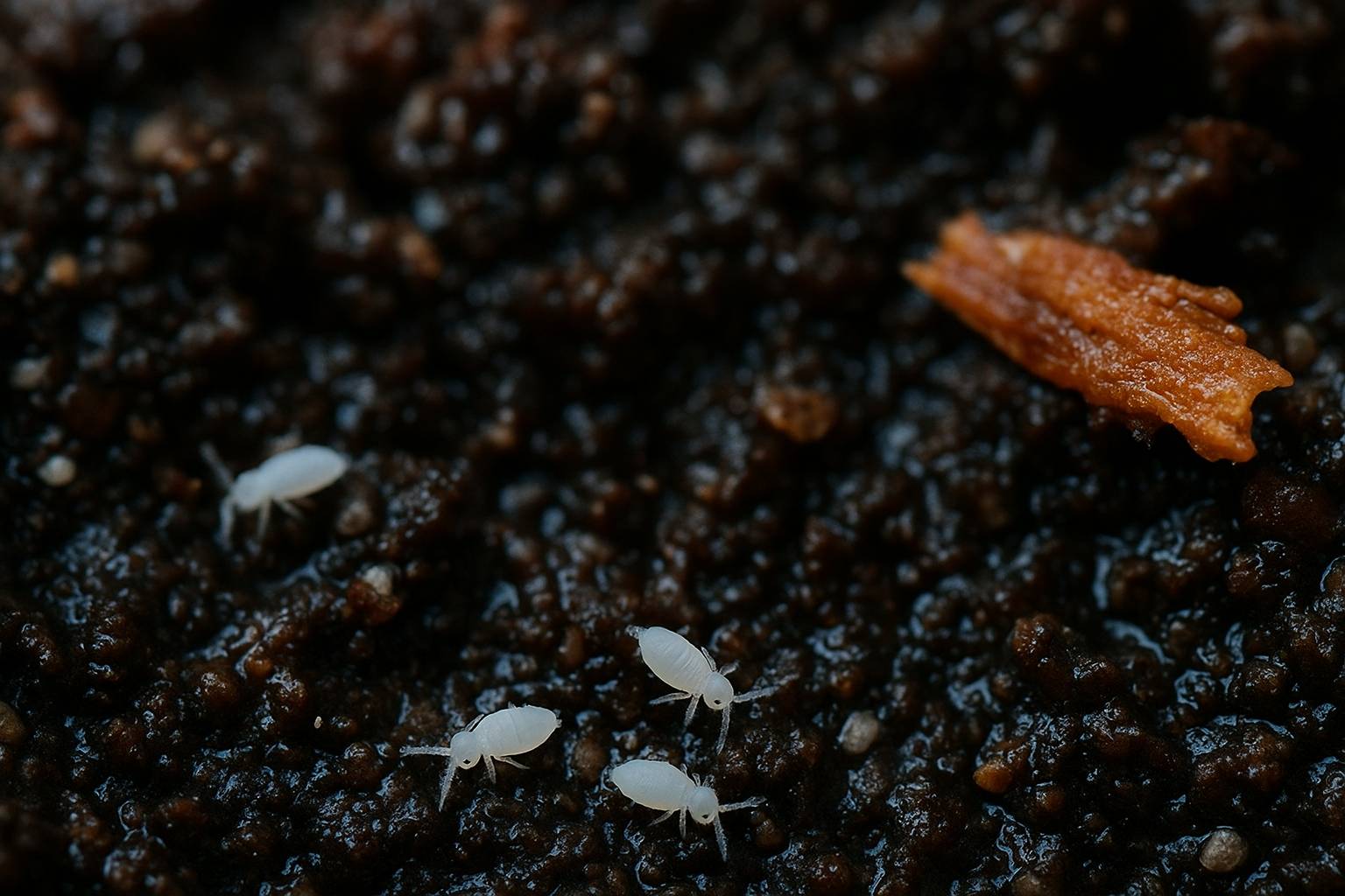 Kleine weiße Tierchen in der Blumenerde erkennen und handeln
