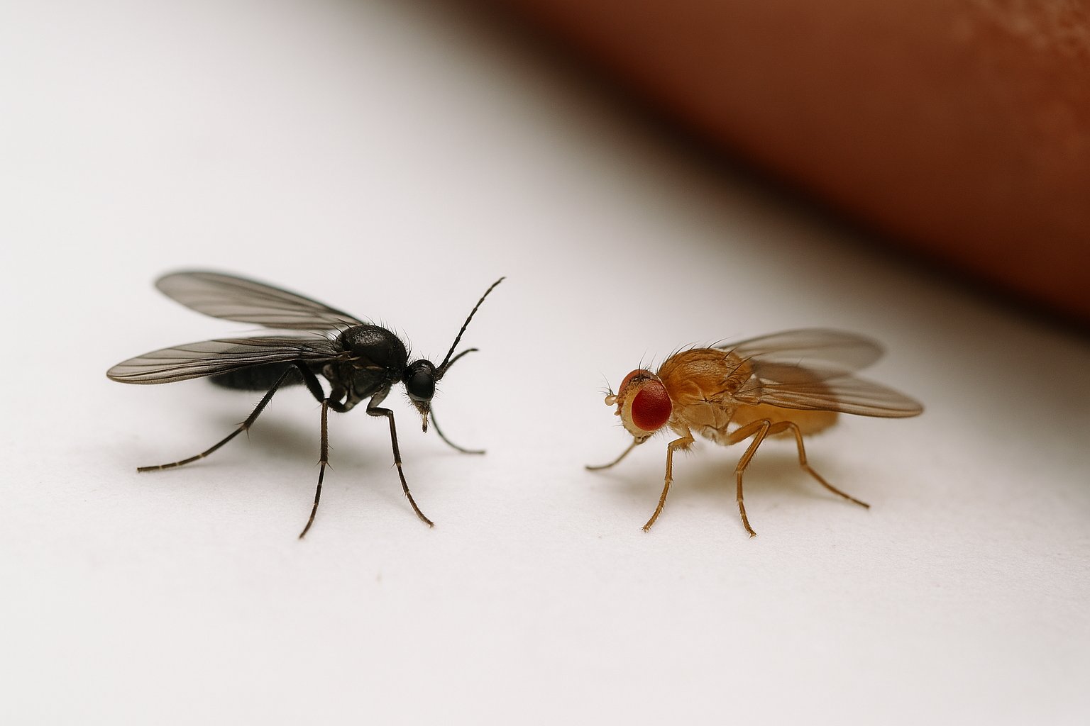 Trauermücken oder Fruchtfliegen: So erkennst du den Unterschied