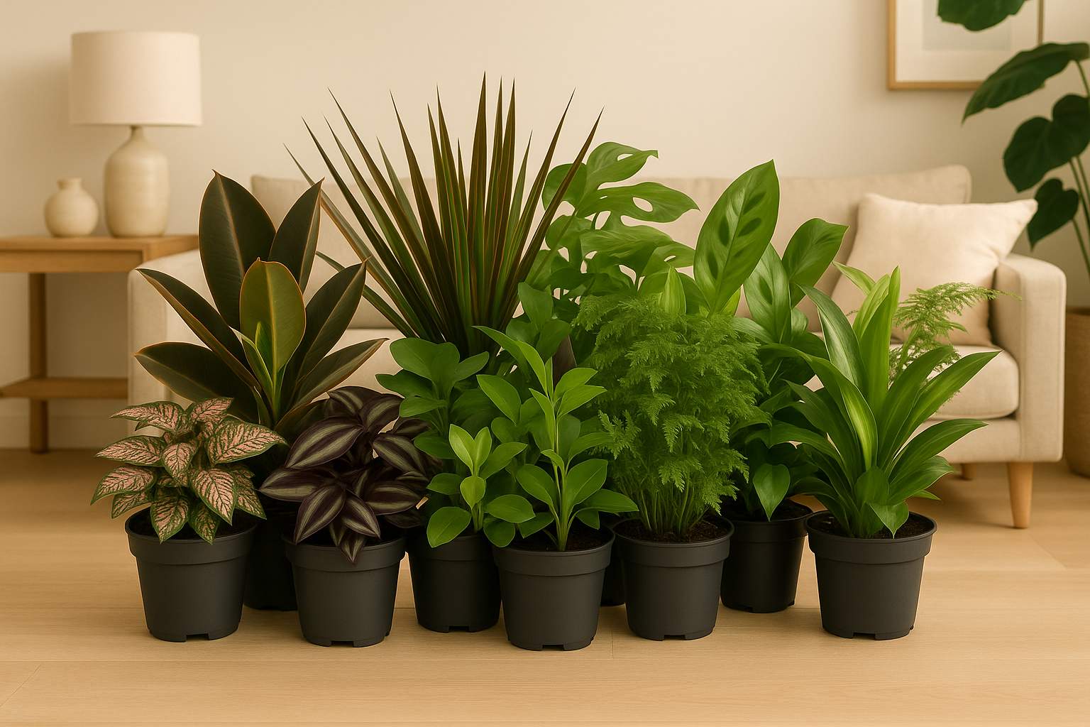 Zimmerpflanzenset in einem Wohnzimmer