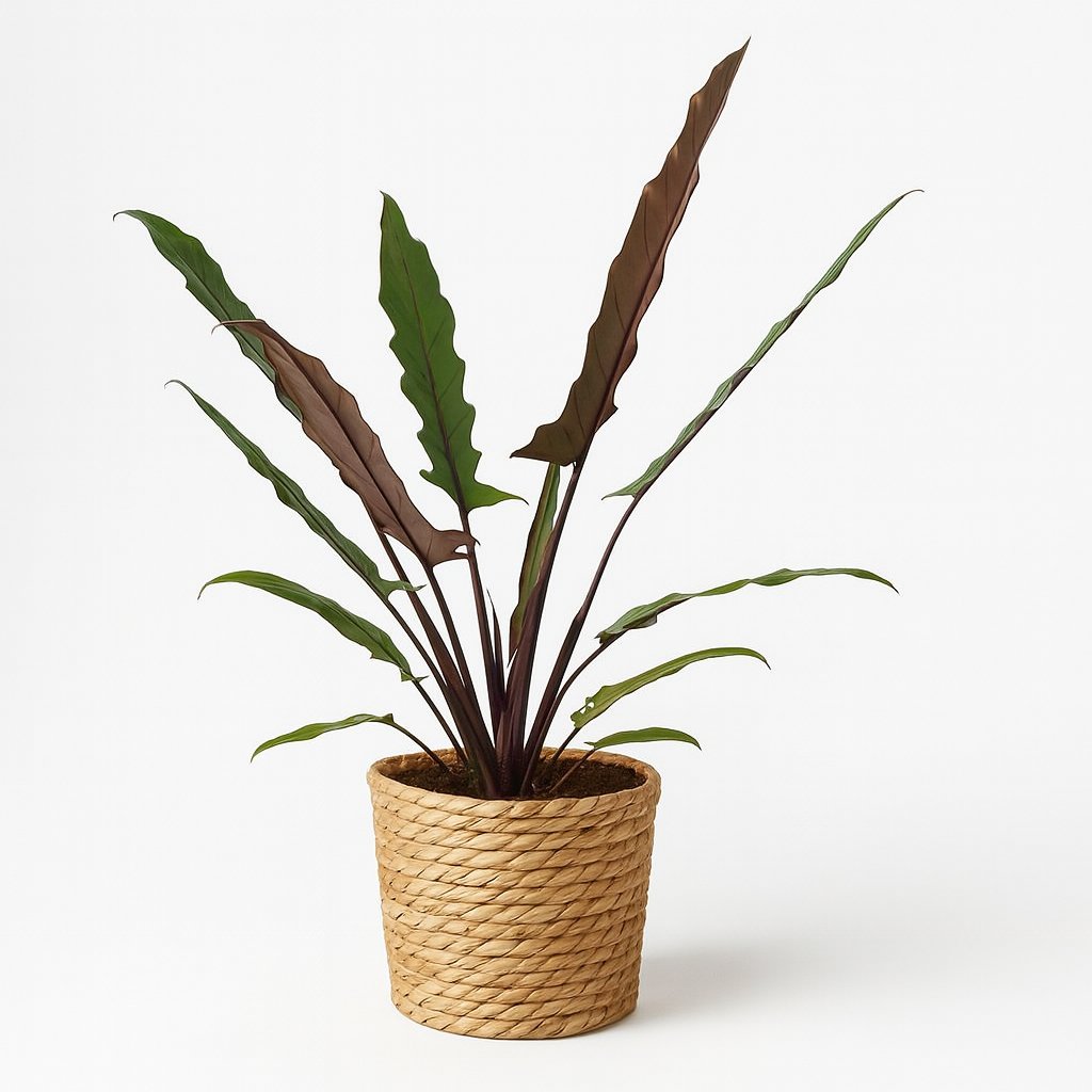 Alocasia Lauterbachiana - 80cm in einem modernen Studio mit modernem Topf