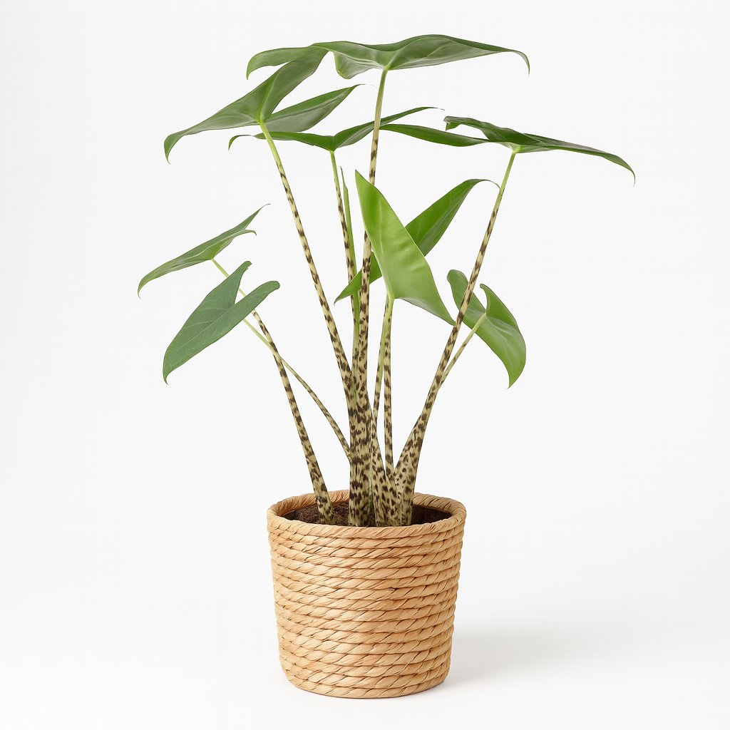 Alocasia Zebrina - 80cm in einem modernen Studio mit modernem Topf