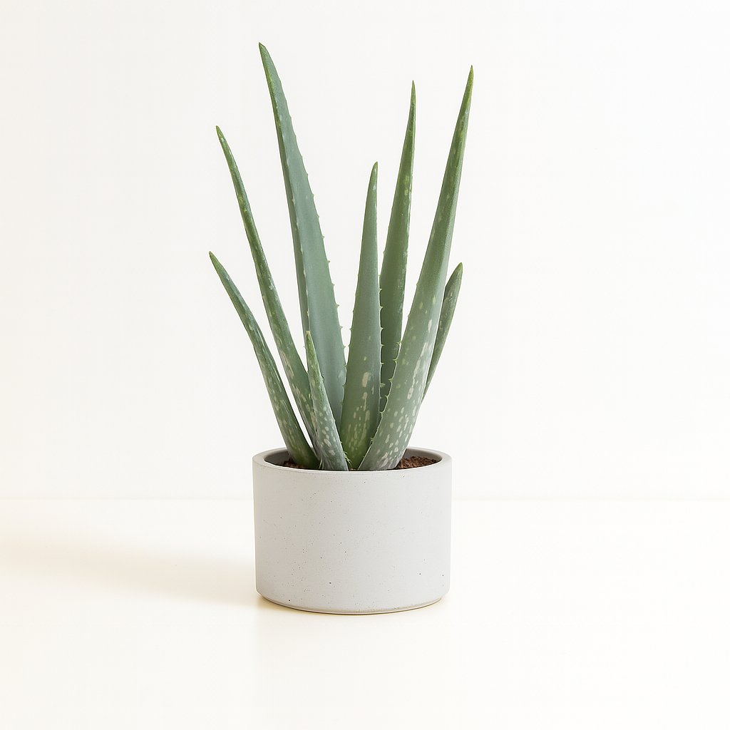 Aloë Vera - 35cm in einem modernen Studio mit modernem Topf