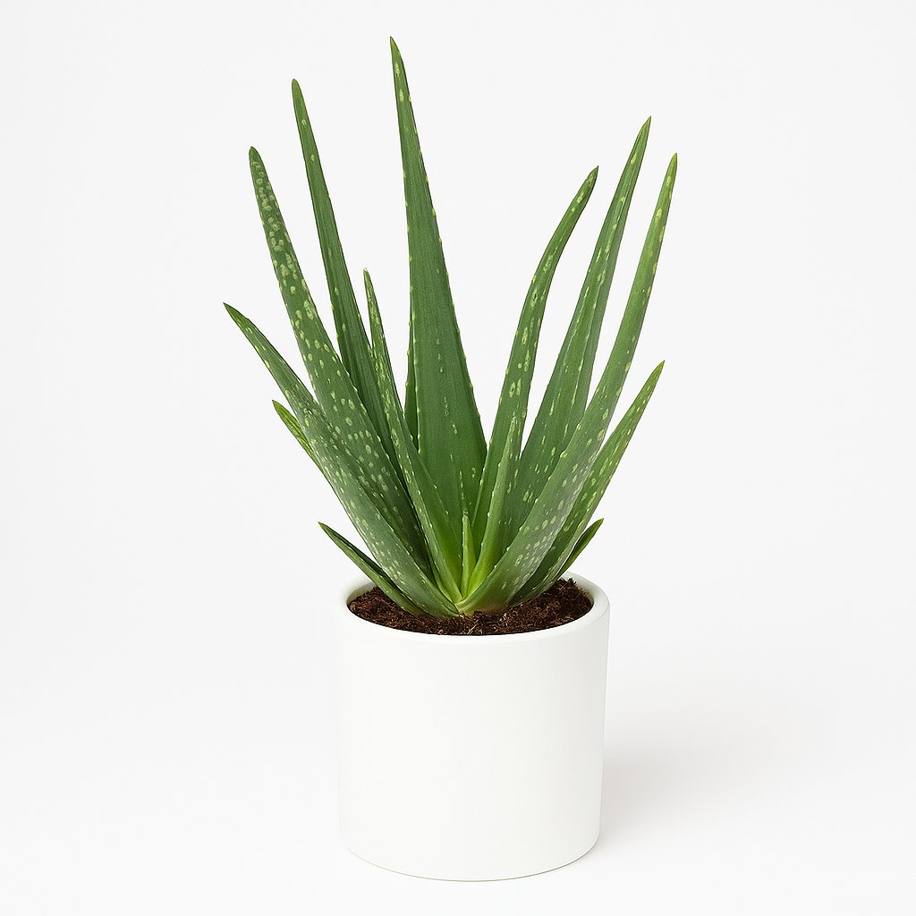 Aloe Vera - 40cm in einem modernen Studio mit modernem Topf
