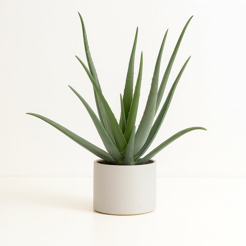Aloe Vera - 70cm in einem modernen Studio mit modernem Topf