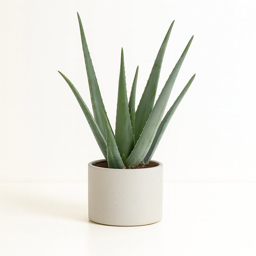 Aloe Vera - 70cm in einem modernen Studio mit modernem Topf