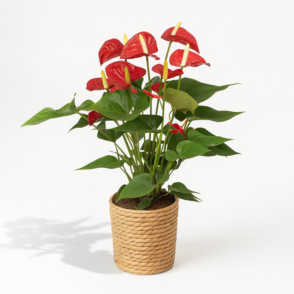 Anthurium Red - 55cm in einem modernen Studio mit modernem Topf