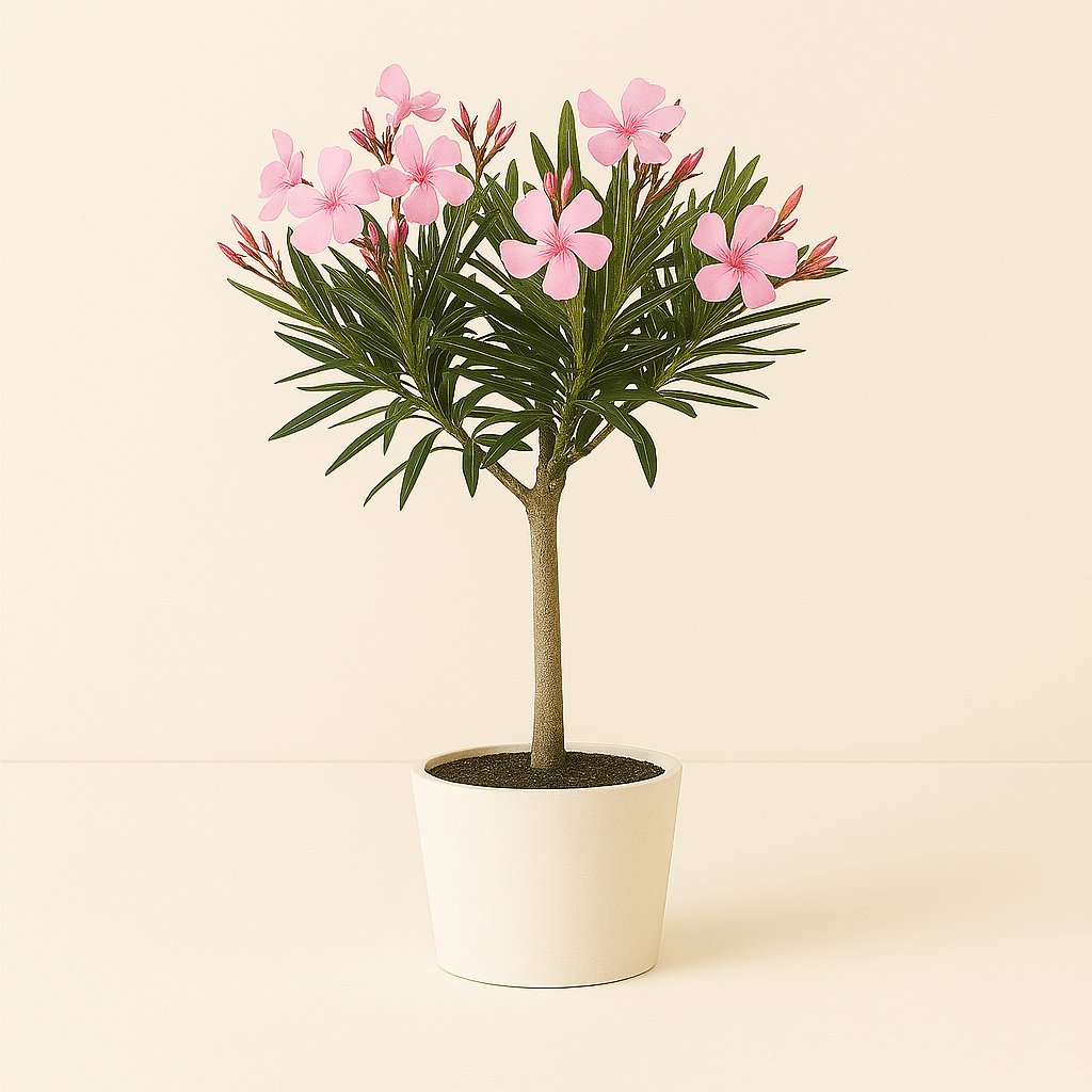 Nerium Oleander - 80cm in einem modernen Studio mit modernem Topf