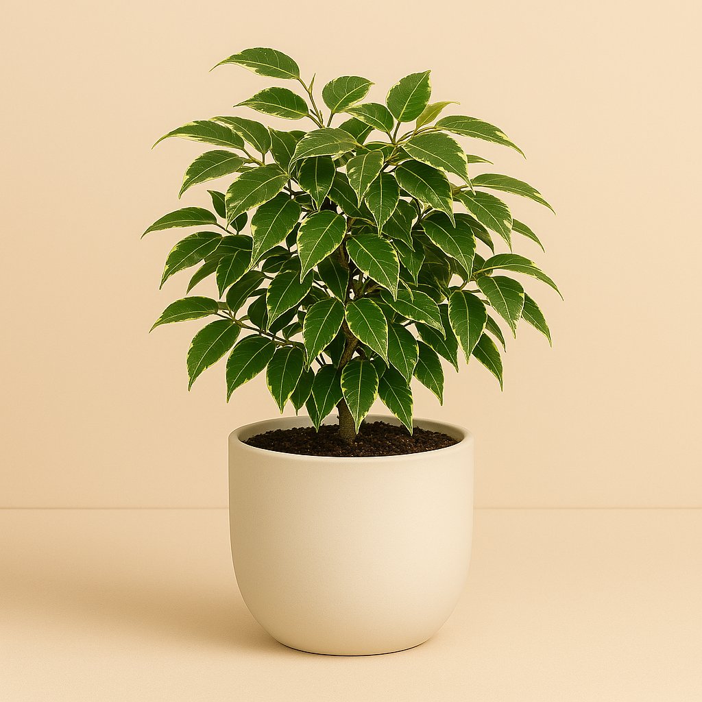 Ficus Benjamina Kinky - 20cm in einem modernen Studio mit modernem Topf