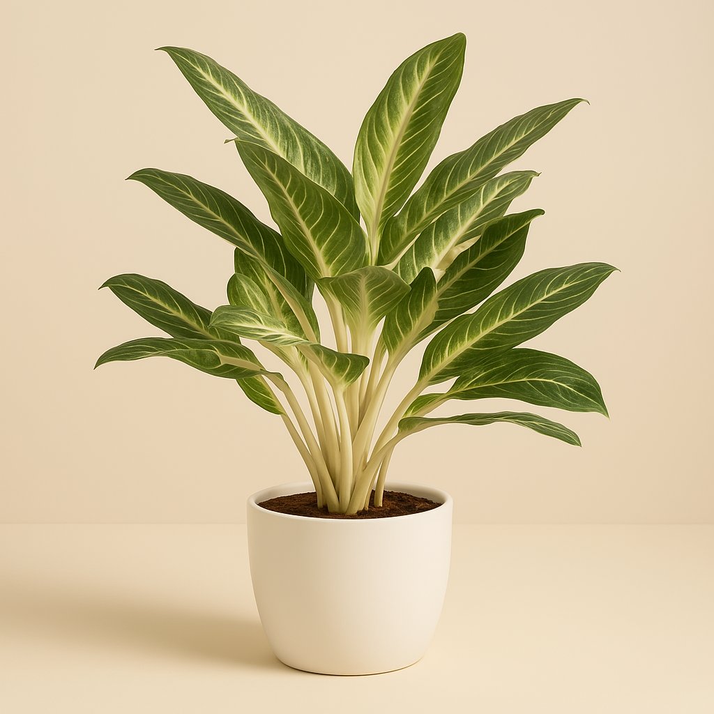 Aglaonema Keylime - 70cm in einem modernen Studio mit modernem Topf