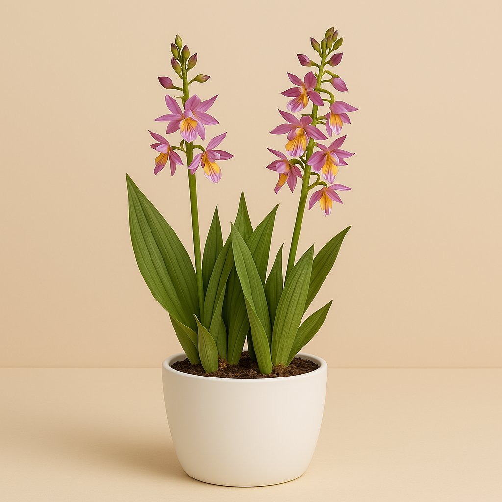 Orchidee: Calanthe - 40cm in einem modernen Studio mit modernem Topf