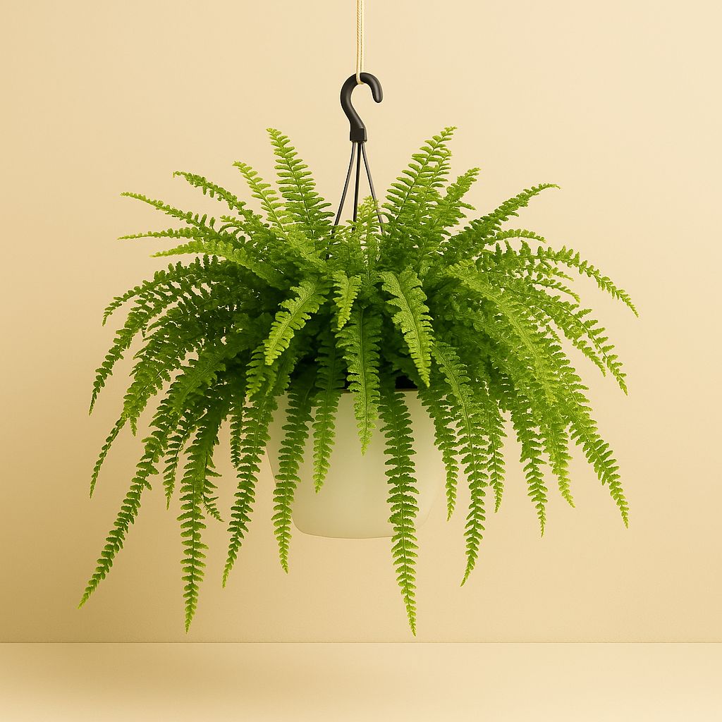 Nephrolepis Green Lady - 55cm in einem modernen Studio mit modernem Topf