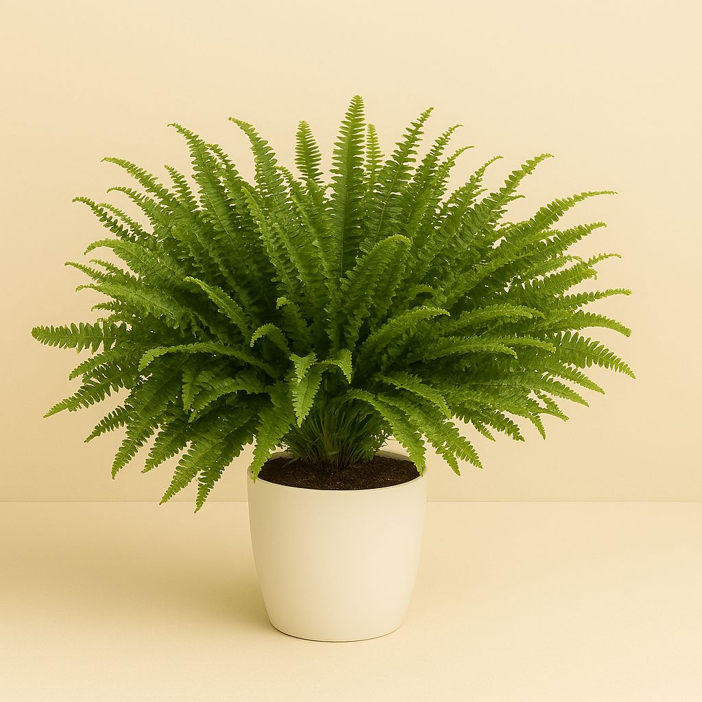Nephrolepis Green Lady - 80cm in einem modernen Studio mit modernem Topf