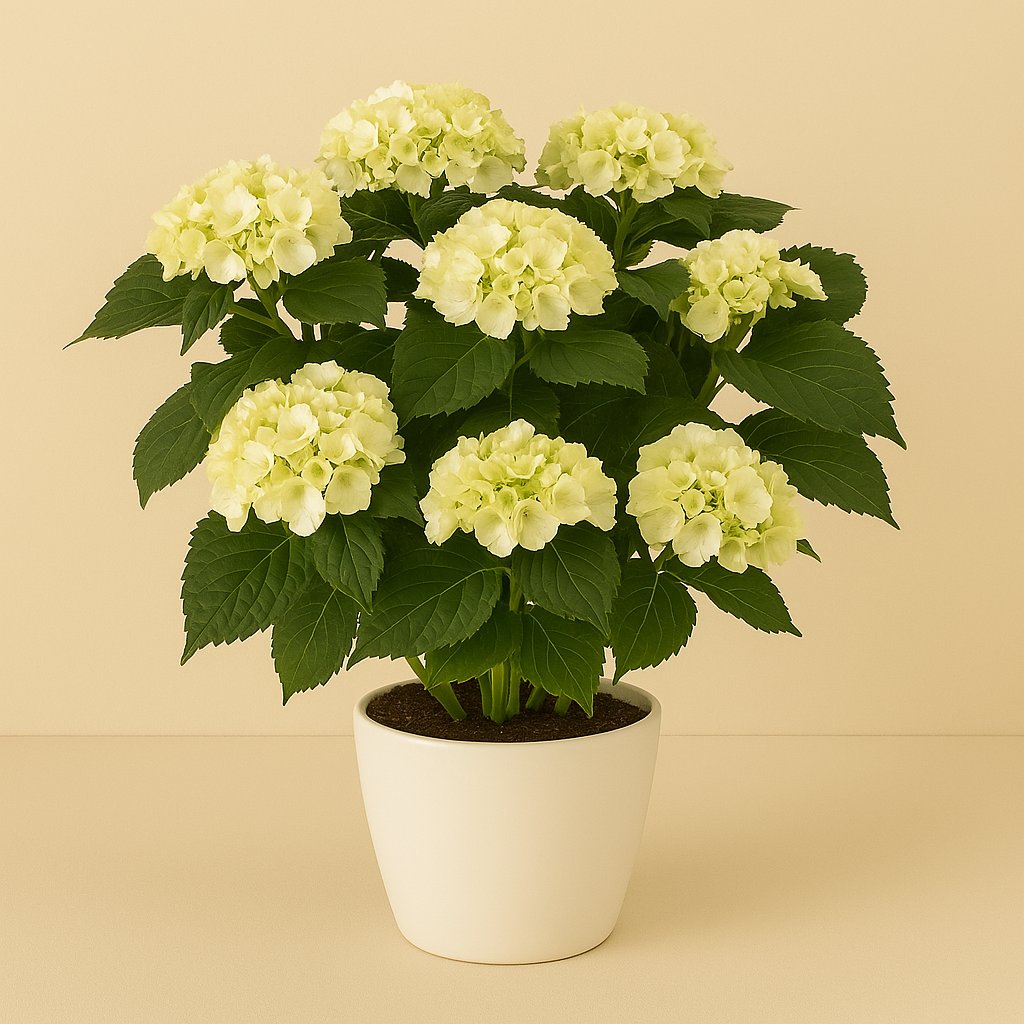 Hydrangea Curly Wurly - 45cm in einem modernen Studio mit modernem Topf