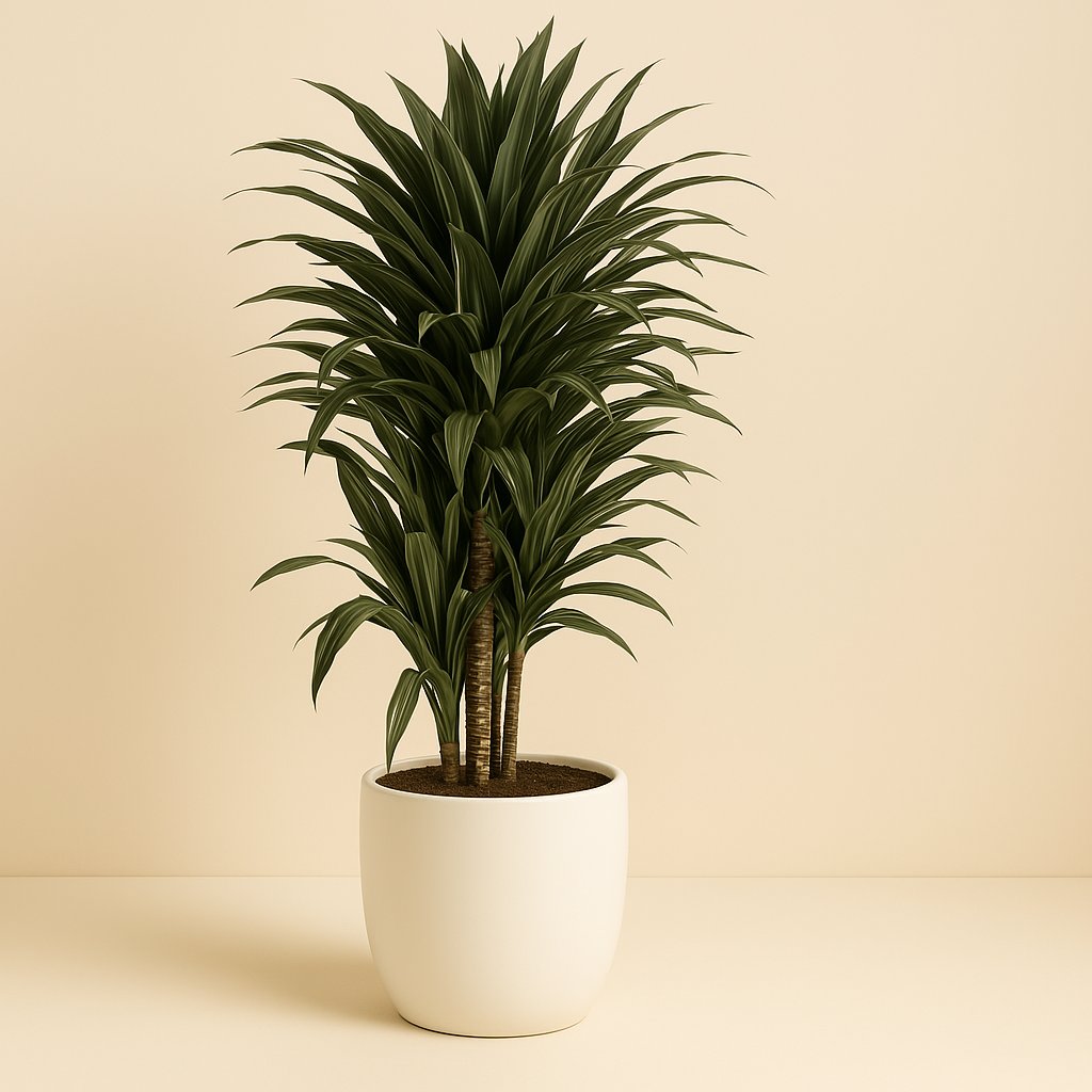 Dracaena Deremensis Warneckei - 120cm in einem modernen Studio mit modernem Topf