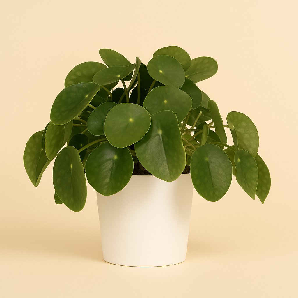 Pilea Peperomiodes - 25cm in einem modernen Studio mit modernem Topf