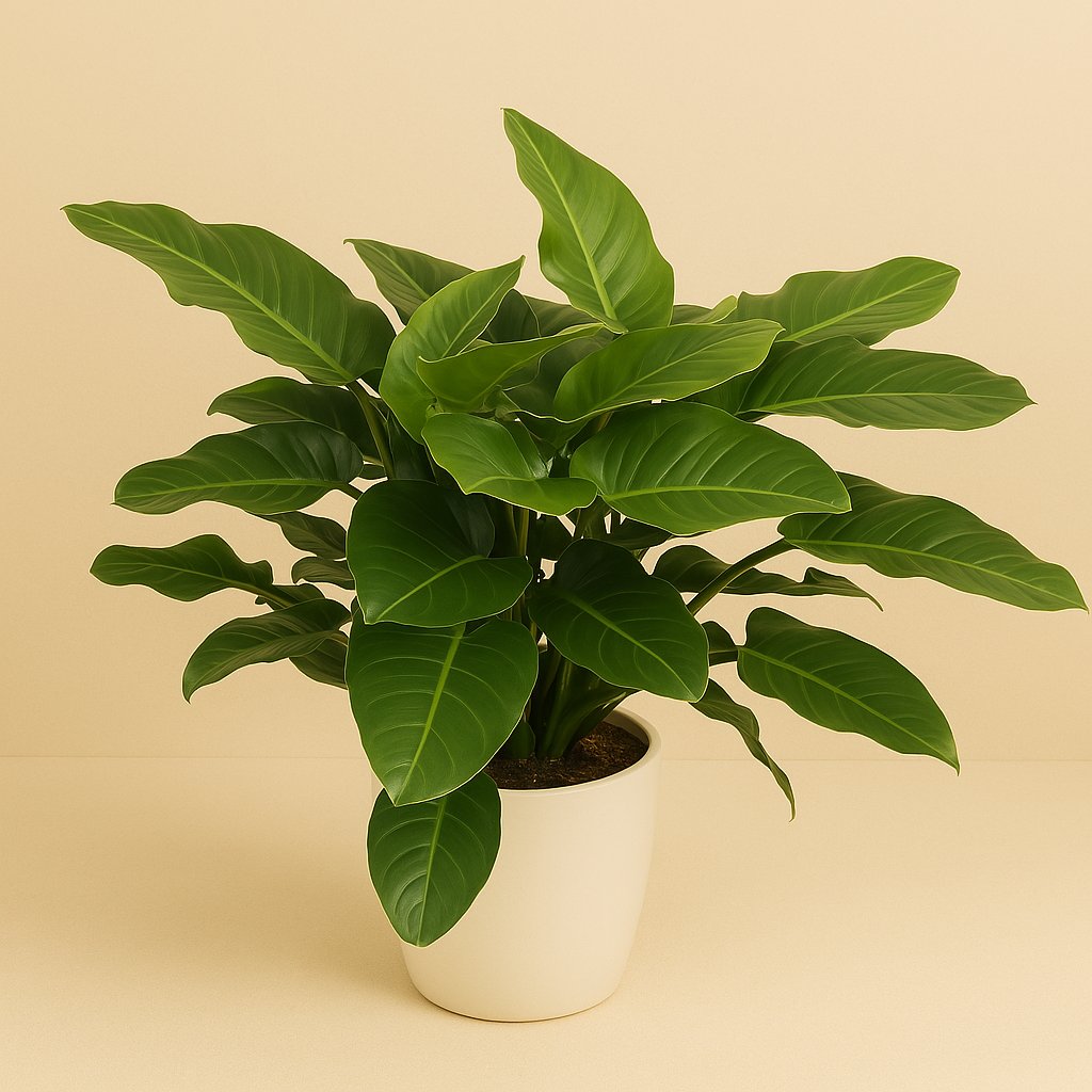 Philodendron Imperial Green - 90cm in einem modernen Studio mit modernem Topf
