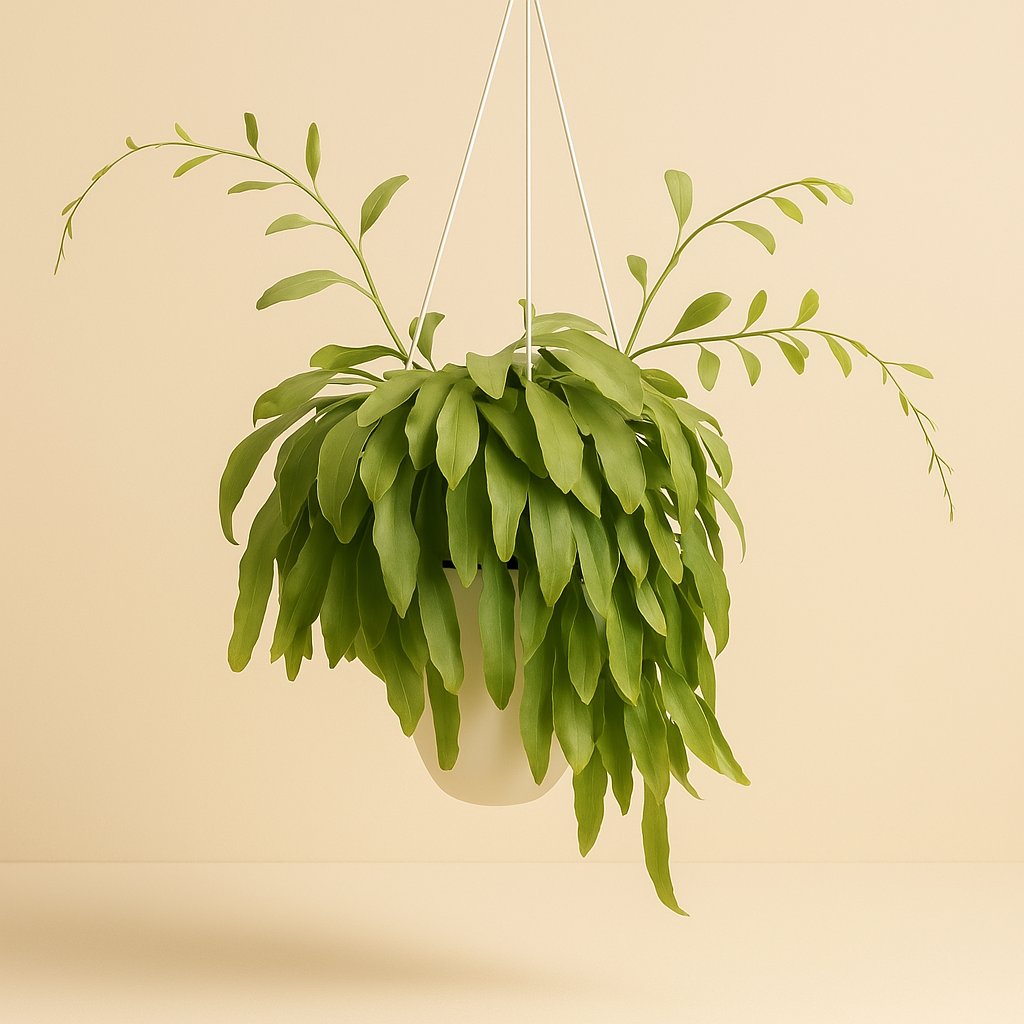 Pseudorhipsalis Ramulosa Red Coral - 45cm in einem modernen Studio mit modernem Topf