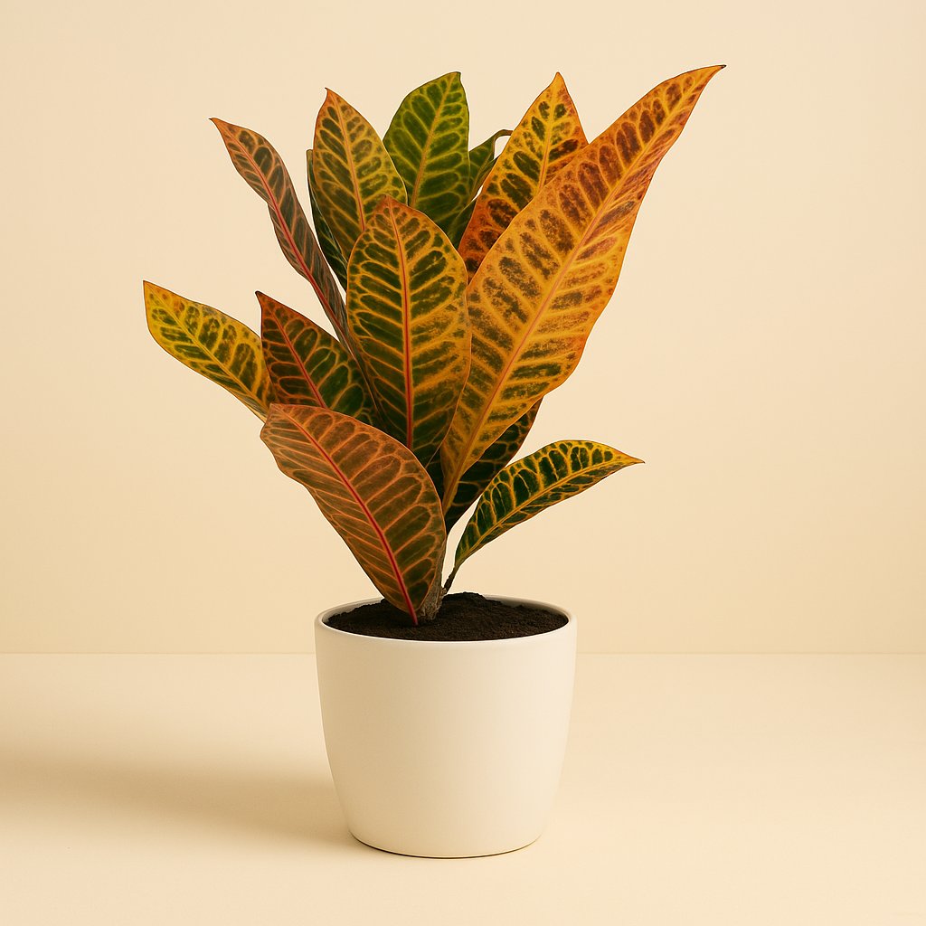 Codiaeum Petra - 45cm in einem modernen Studio mit modernem Topf