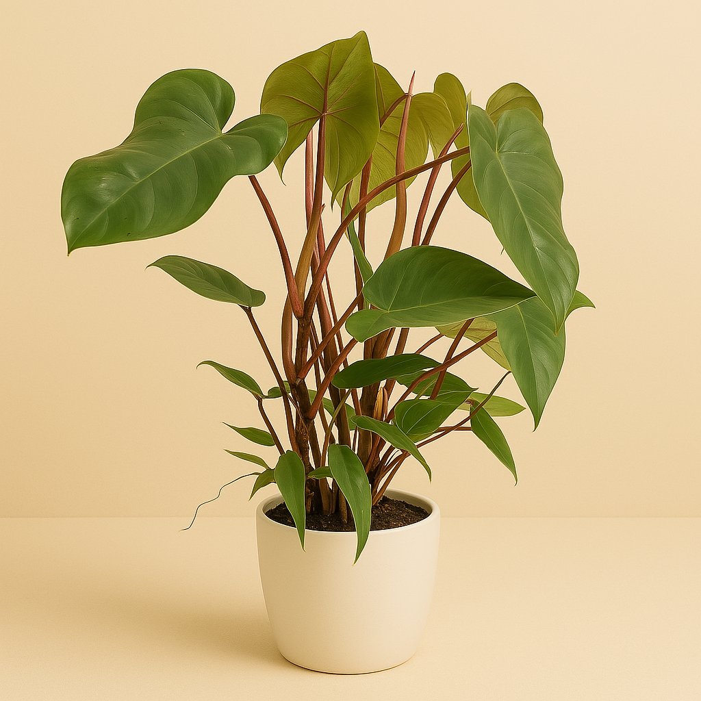 Philodendron Red Twins - 75cm in einem modernen Studio mit modernem Topf