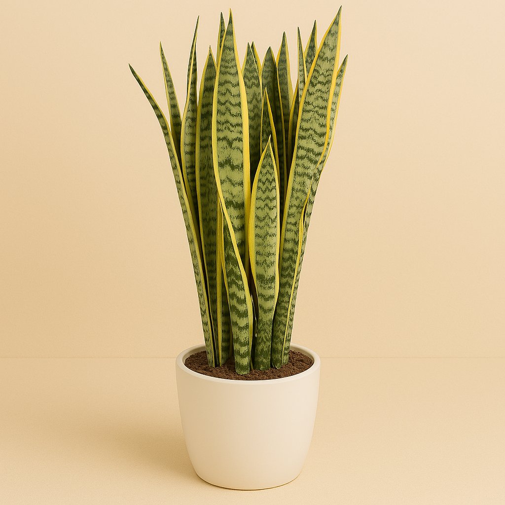 Sansevieria Trifasciata Laurentii - 95cm in einem modernen Studio mit modernem Topf