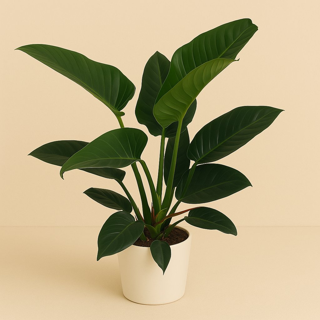 Philodendron Congo Millions - 100cm in einem modernen Studio mit modernem Topf