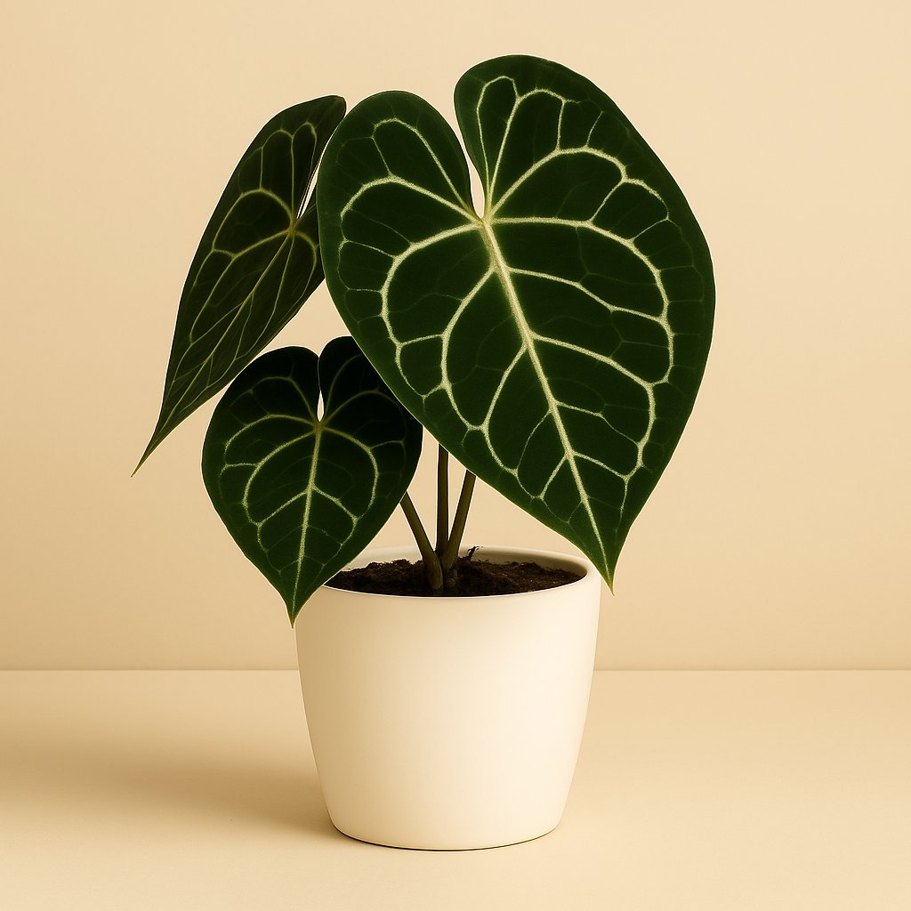 Anthurium Clarinervium - 30cm in einem modernen Studio mit modernem Topf