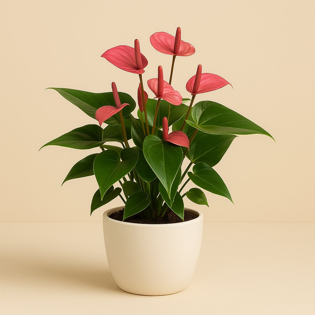 Anthurium Purple - 50cm in einem modernen Studio mit modernem Topf
