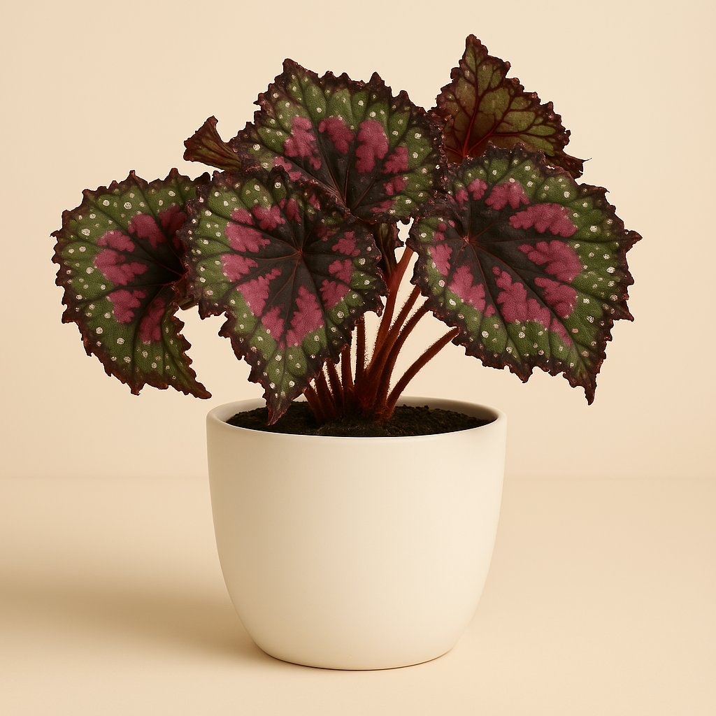 Begonia Rex Macarena - 25cm in einem modernen Studio mit modernem Topf