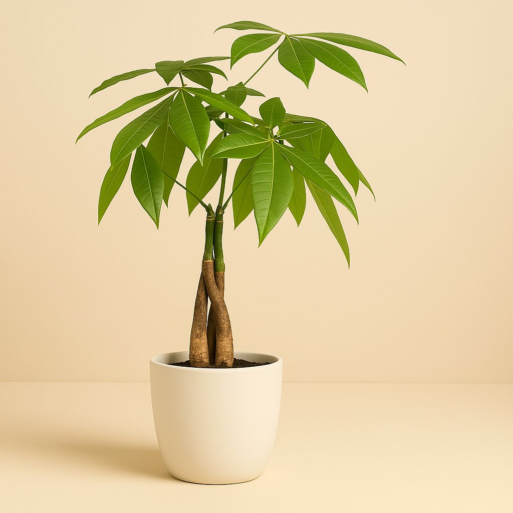 Pachira Aquatica - 65cm in einem modernen Studio mit modernem Topf