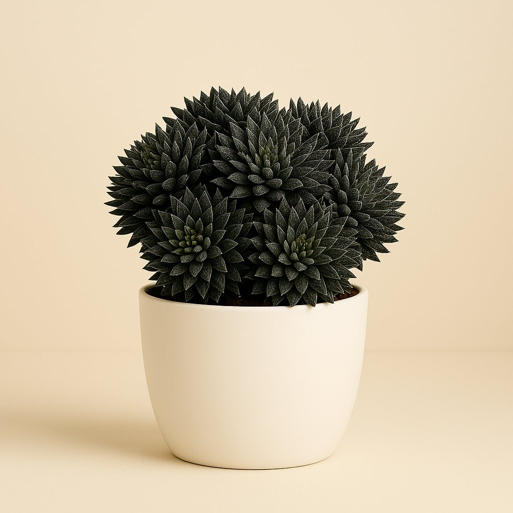 Sinocrassula Yunnanensis - 15cm in einem modernen Studio mit modernem Topf