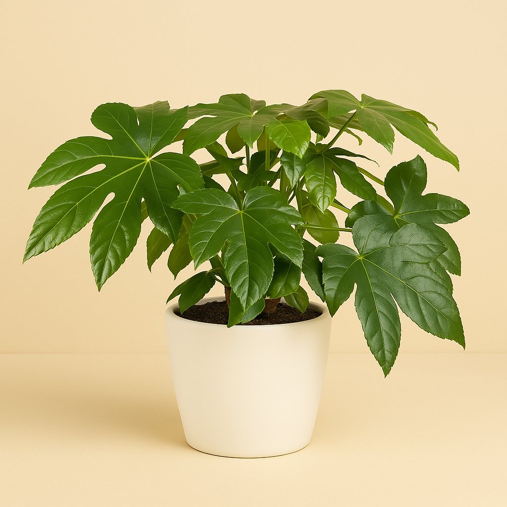 Fatsia Japonica - 45cm in einem modernen Studio mit modernem Topf