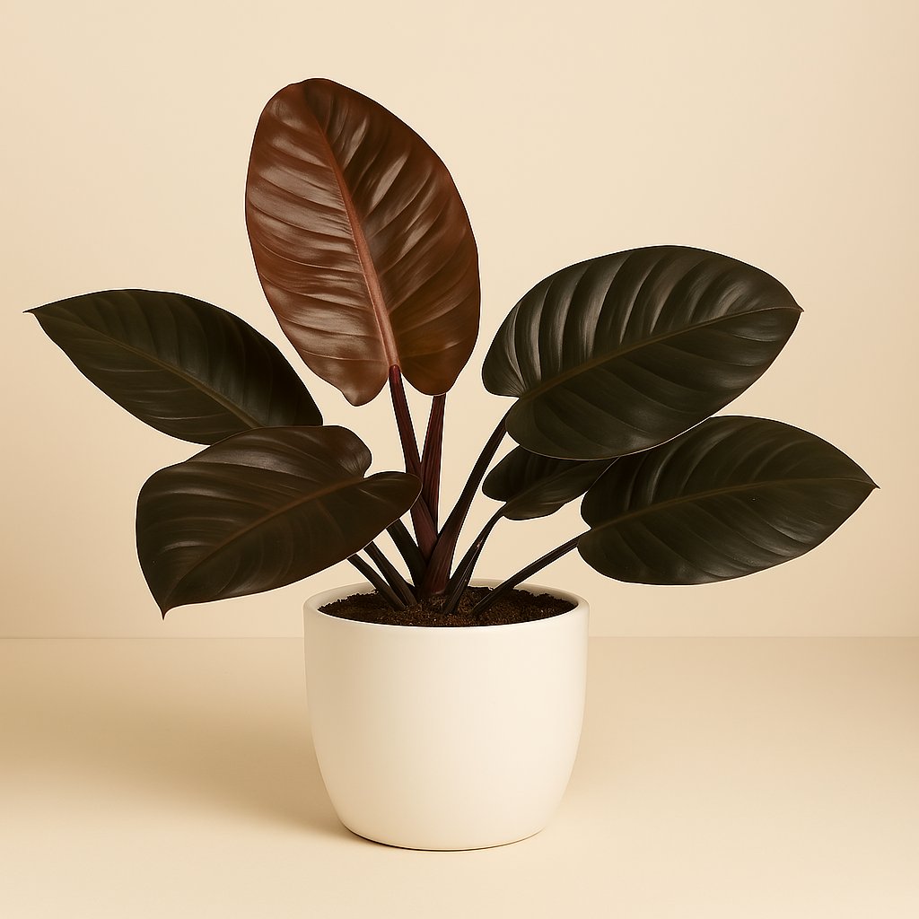 Philodendron Black Cardinal - 65cm in einem modernen Studio mit modernem Topf
