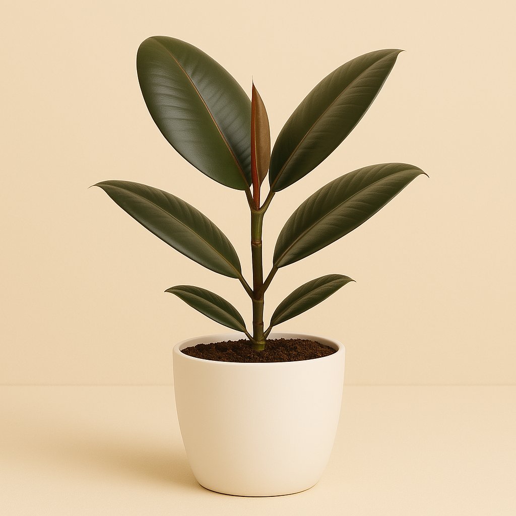 Ficus Elastica Abidjan - 45cm in einem modernen Studio mit modernem Topf