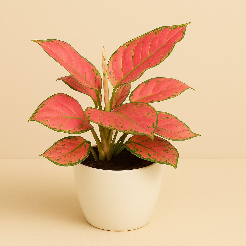 Aglaonema Sun Star - 50cm in einem modernen Studio mit modernem Topf