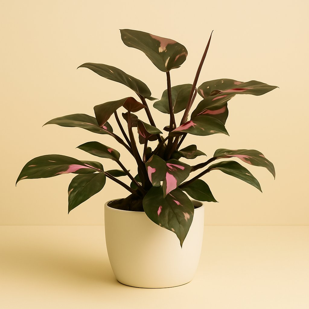 Philodendron Pink Princess - 65cm in einem modernen Studio mit modernem Topf