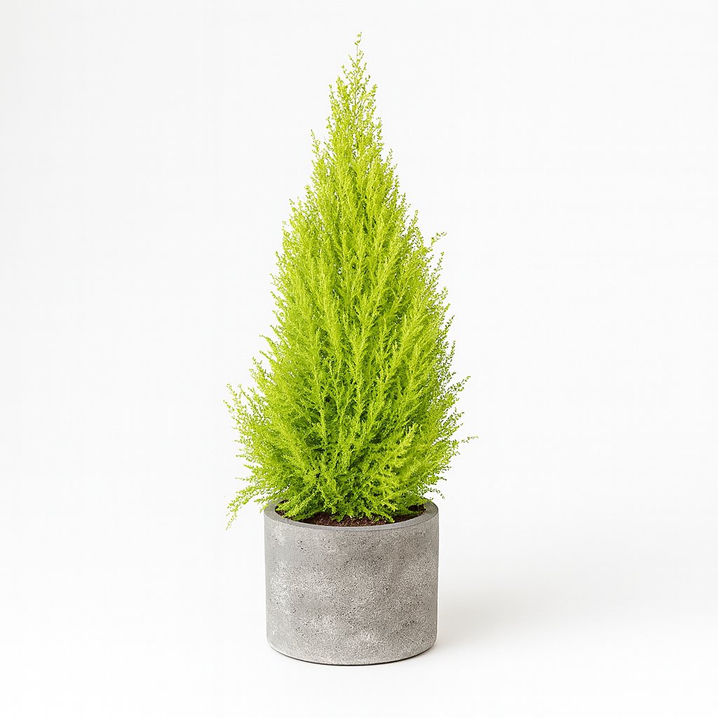 Cupressus Goldcrest Wilma - 90cm in einem modernen Studio mit modernem Topf