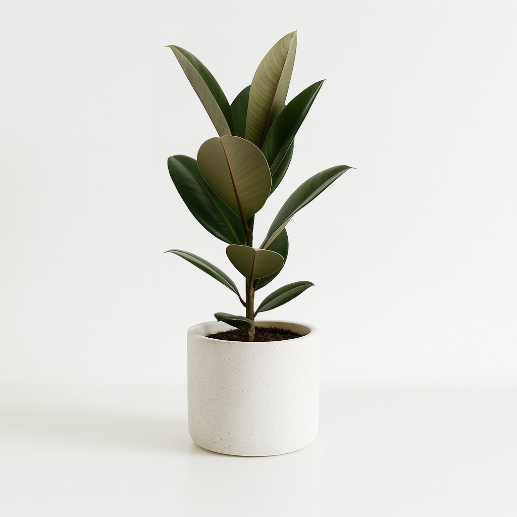 Ficus Elastica Robusta - 55cm in einem modernen Studio mit modernem Topf
