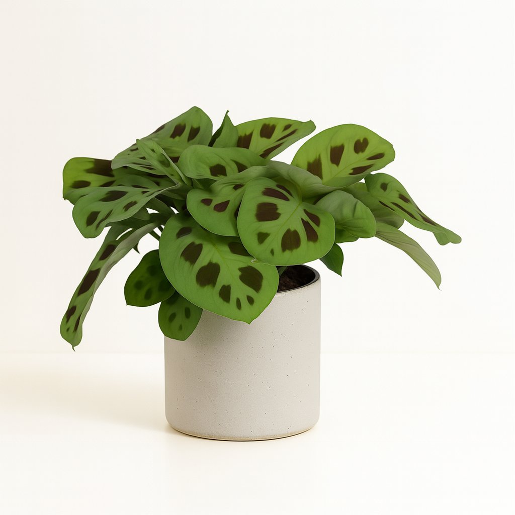 Maranta Leuconeura Kerchoveana - 30cm in einem modernen Studio mit modernem Topf