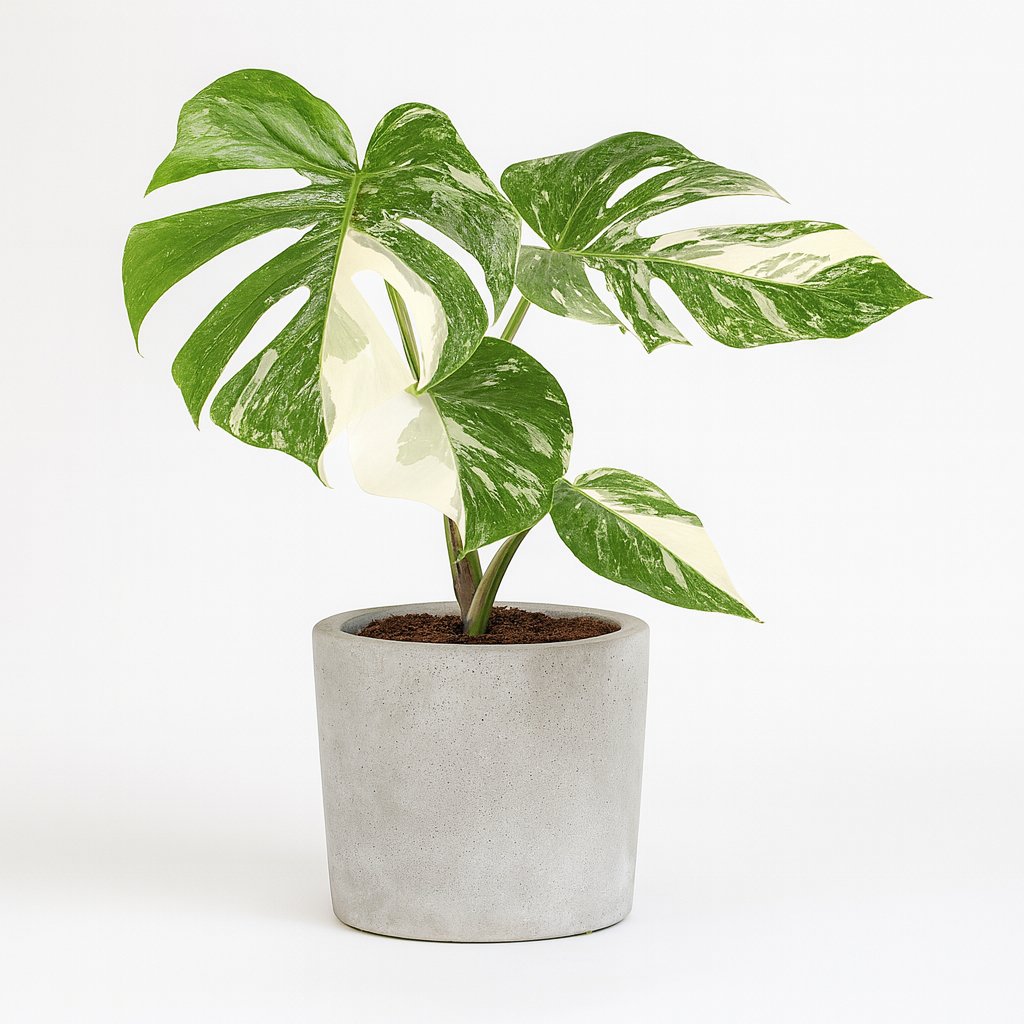 Monstera Deliciosa Variegata - 45cm in einem modernen Studio mit modernem Topf
