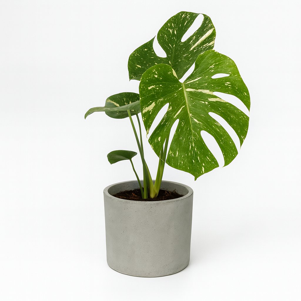 Monstera Deliciosa Variegata - 50cm in einem modernen Studio mit modernem Topf