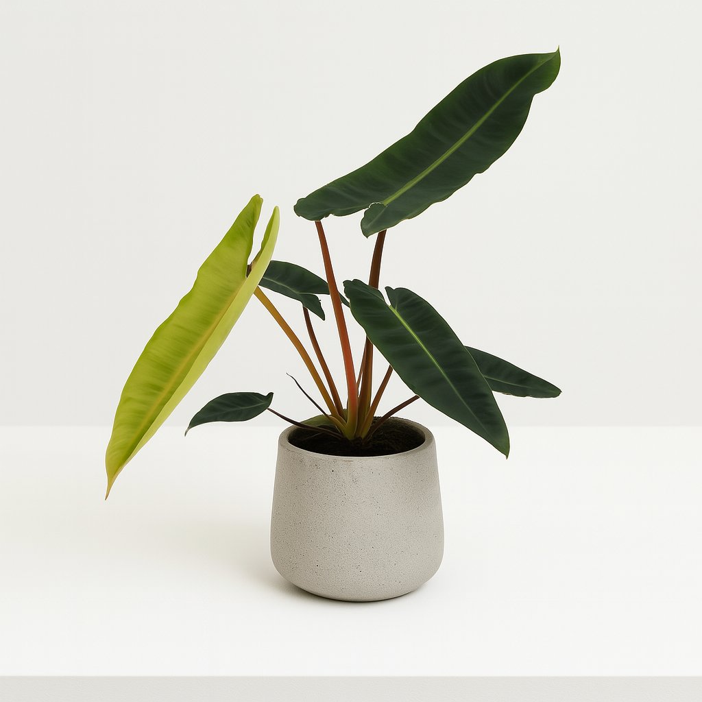 Philodendron Billietiae - 25cm in einem modernen Studio mit modernem Topf