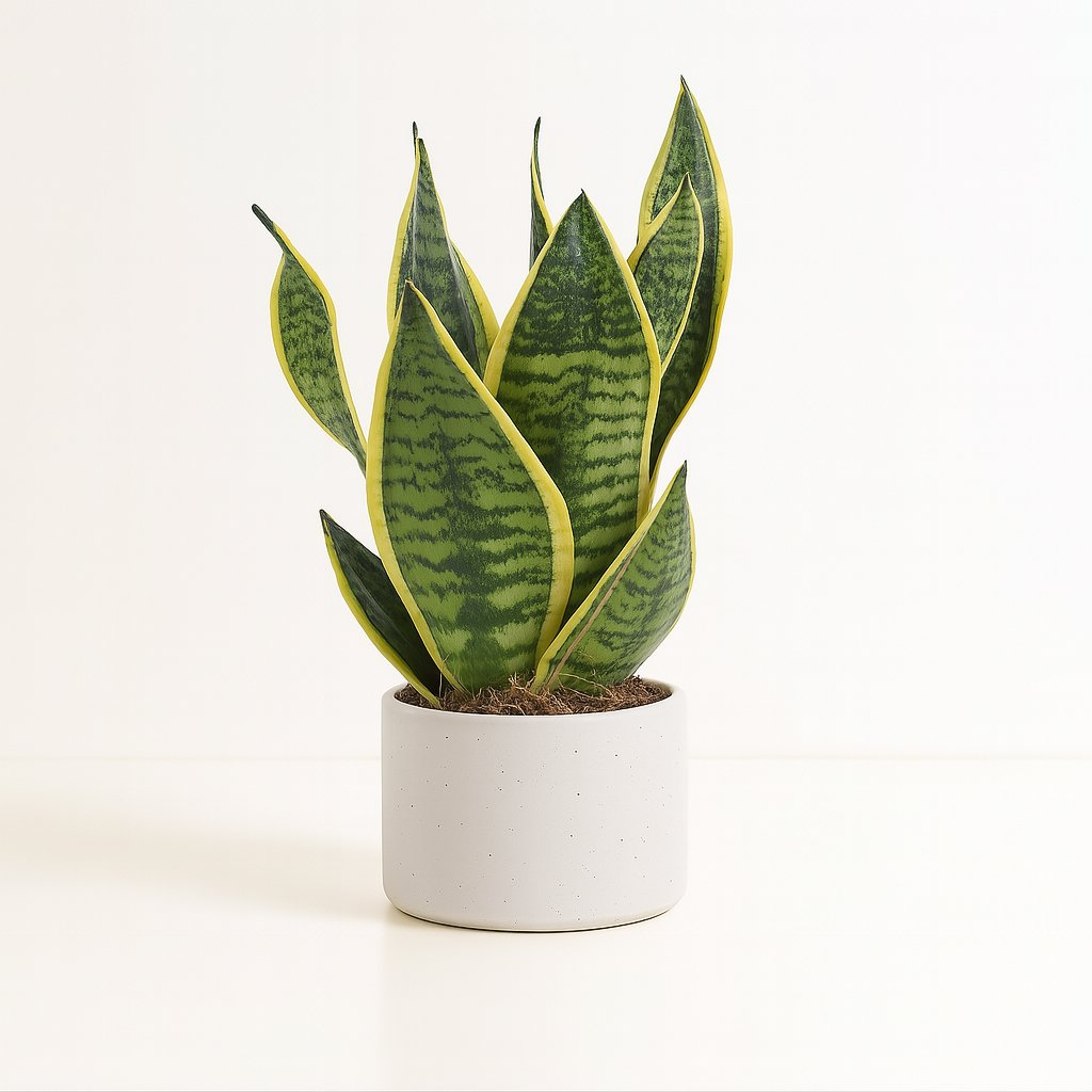 Sansevieria Trifasciata Futura Superba - 40cm in einem modernen Studio mit modernem Topf