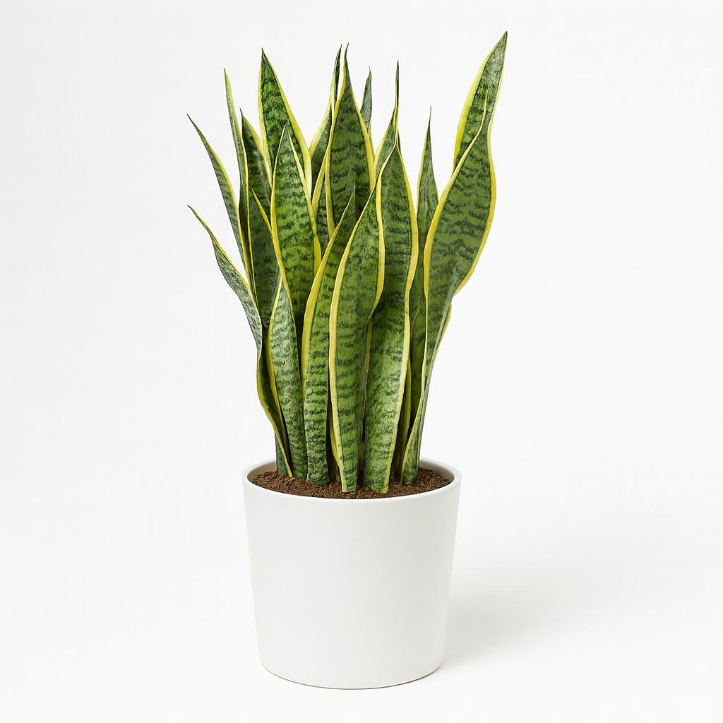 Sansevieria Trifasciata Laurentii - 85cm in einem modernen Studio mit modernem Topf