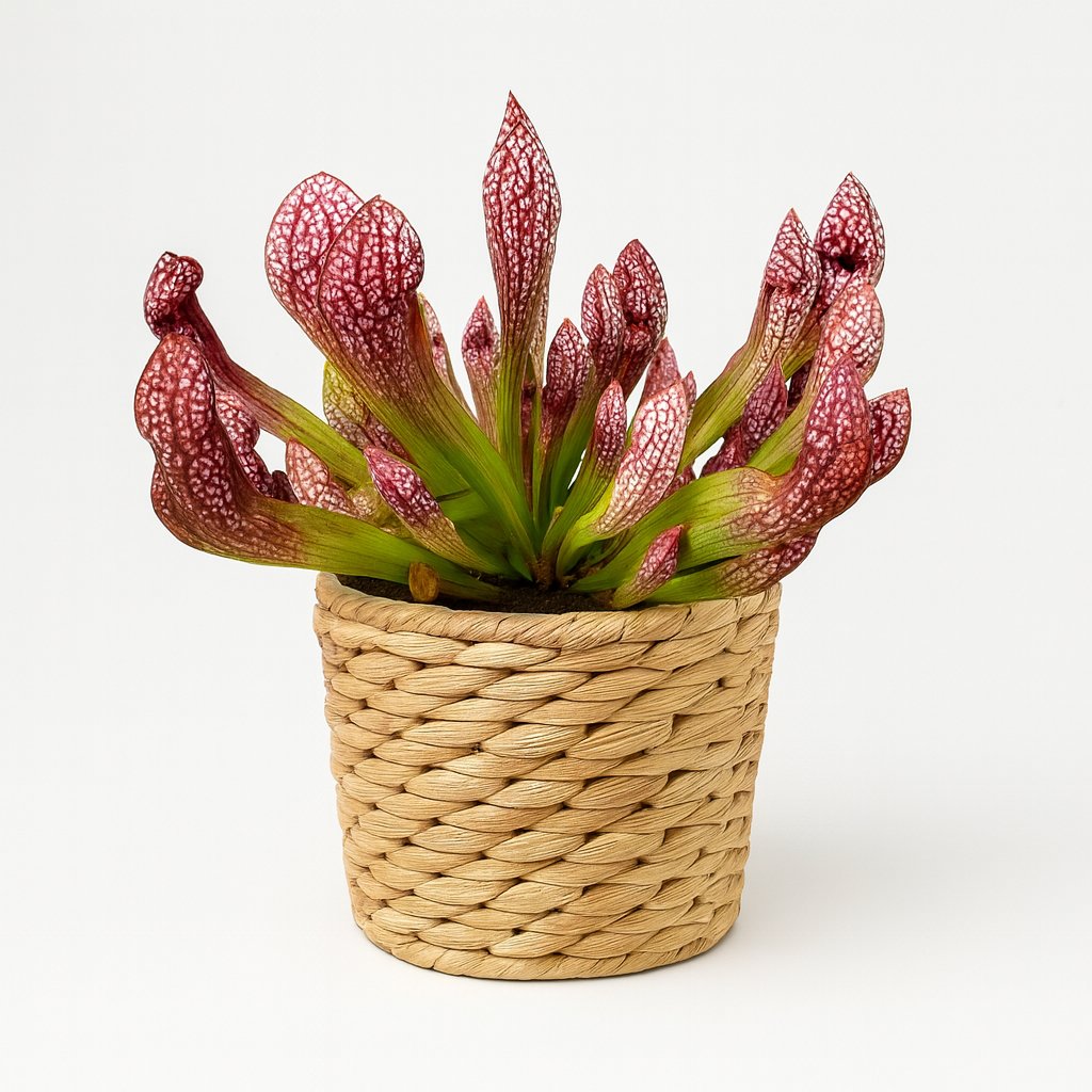 Sarracenia Scarlet Belle - 40cm in einem modernen Studio mit modernem Topf