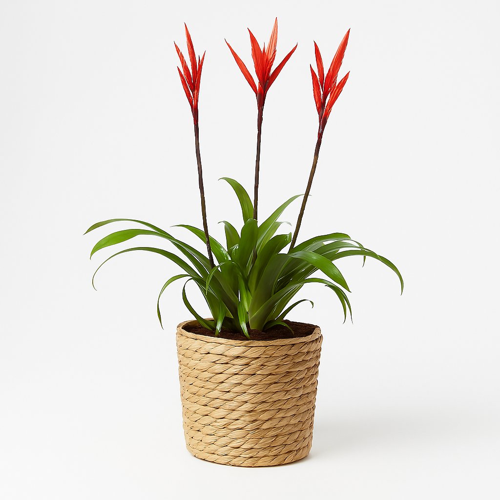 Vriesea - 55cm in einem modernen Studio mit modernem Topf