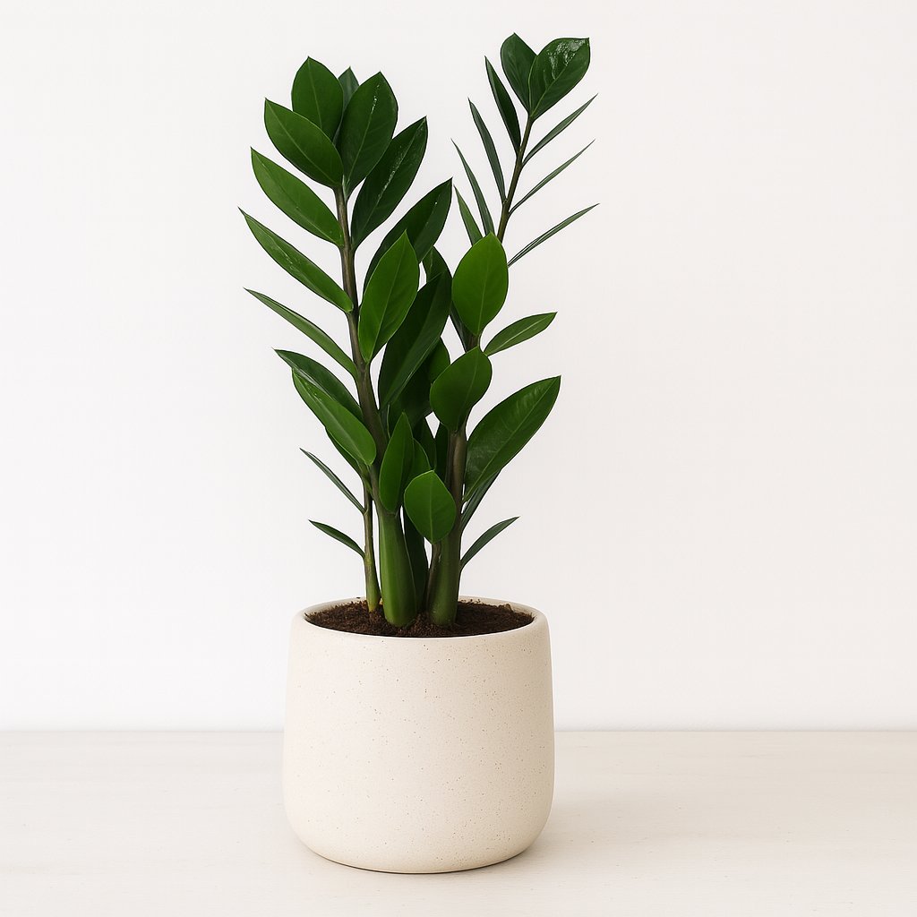 Zamioculcas Zamiifolia - 55cm in einem modernen Studio mit modernem Topf